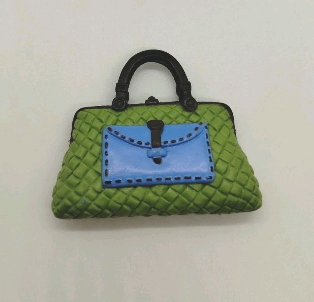 2005 Barbie My Scene Swappin' Styles Green Quilted Purse Bag Top Handle